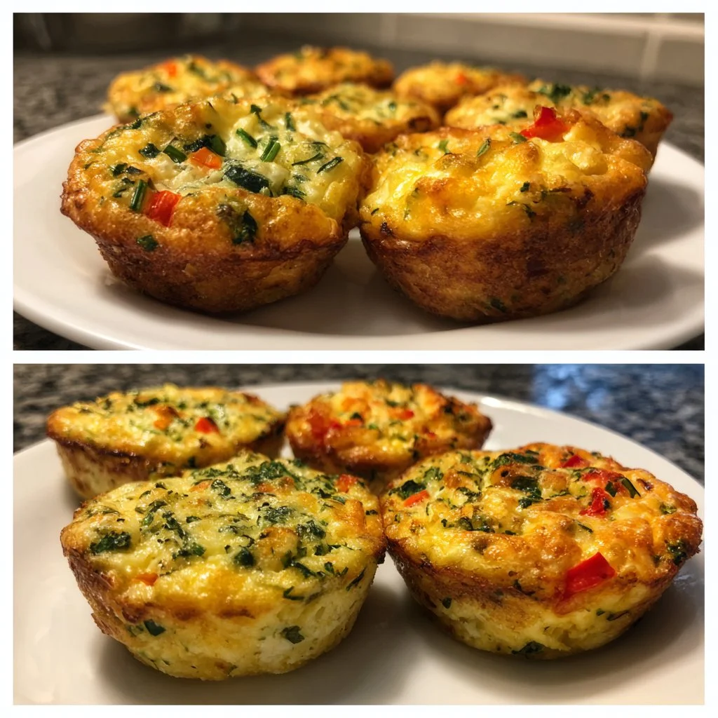 Muffins aux œufs et légumes frais dans un plat.