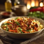 Nouilles sautées au poulet caramélisé