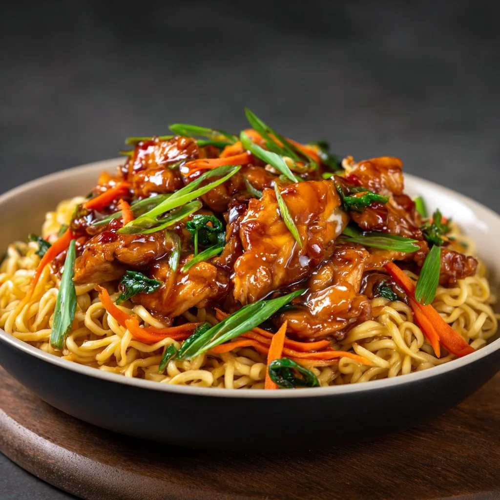 Nouilles Sautées au Poulet Caramélisé