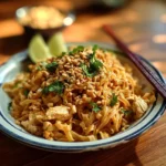 Nouilles thaï au poulet et cacahuètes