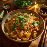 Nouilles thaï au poulet et cacahuètes