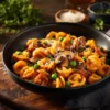 Orecchiette boscaiola gratinées avec sauce crémeuse et légumes