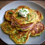 Pancakes à la Courgette Fourrés au Chèvre et Jambon