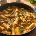 Pasta with tuna and mushrooms