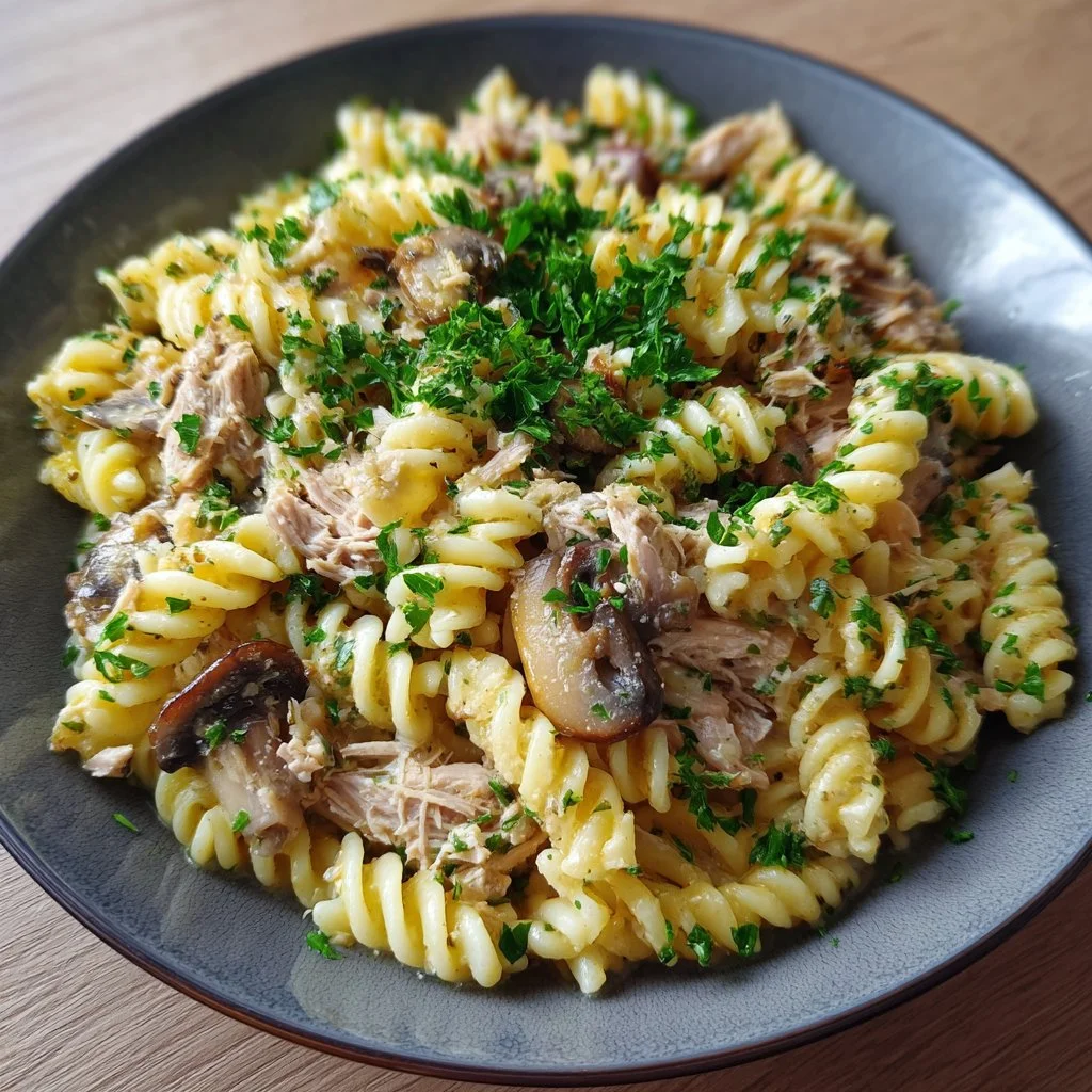 Recette de pasta with tuna et champignons, un plat savoureux et simple.