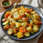 Pommes de terre, carottes et courgettes rôties à l'ail et aux herbes