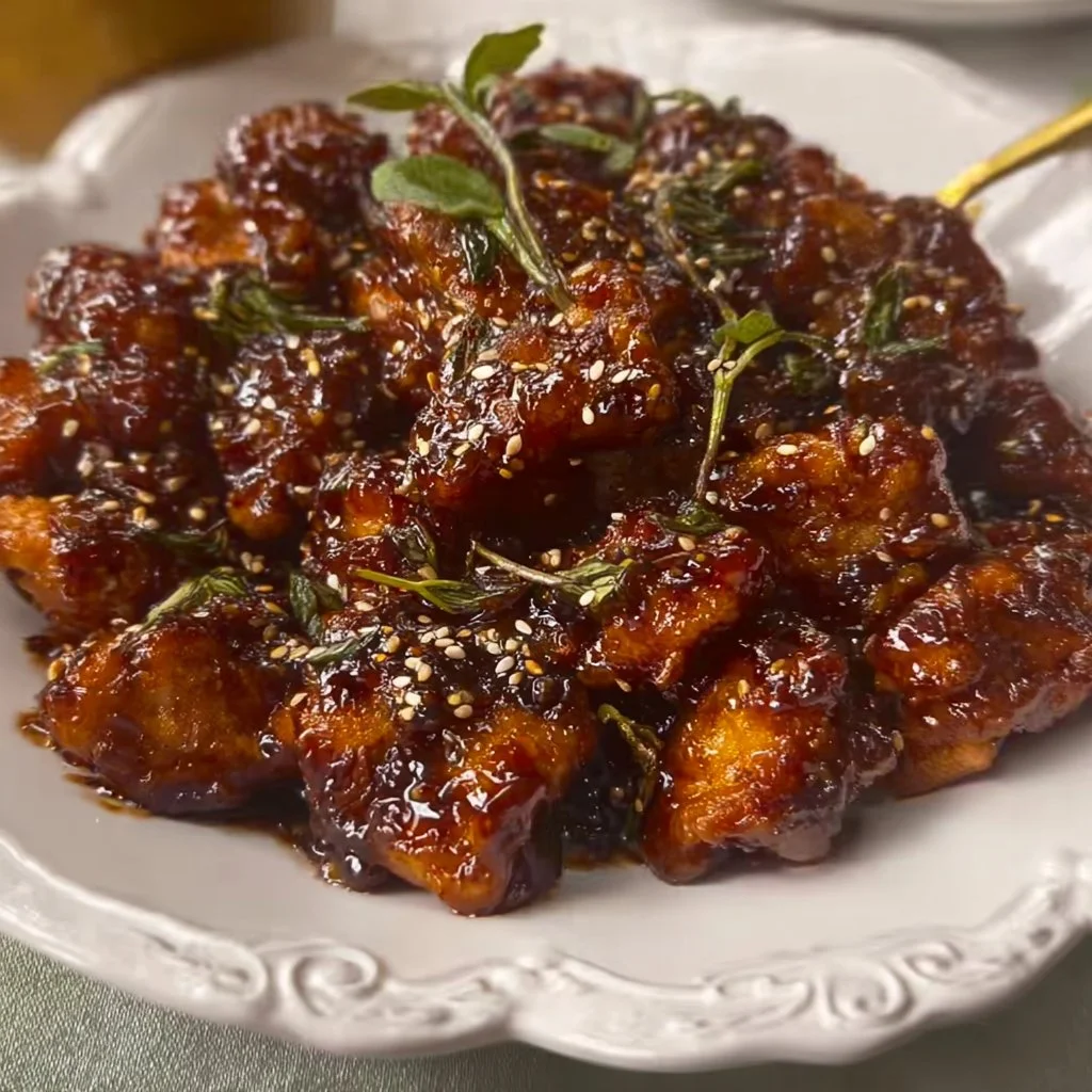 Recette de poulet frit coréen, croustillant et savoureux sur une assiette