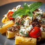 Rigatoni à la crème de feta hachée