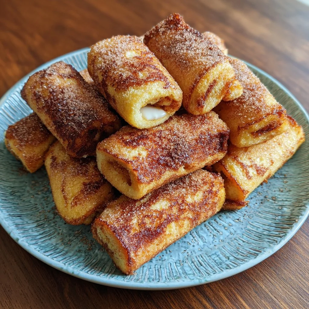 Roulés sucrés façon pain perdu avec coulis de fruits