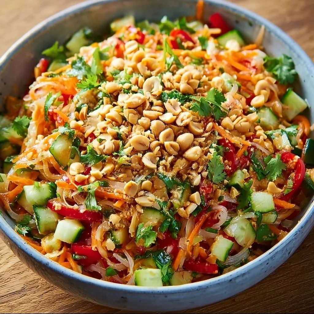 Recette de Salade Thaï Cacahuète avec ingrédients frais et cacahuètes croquantes