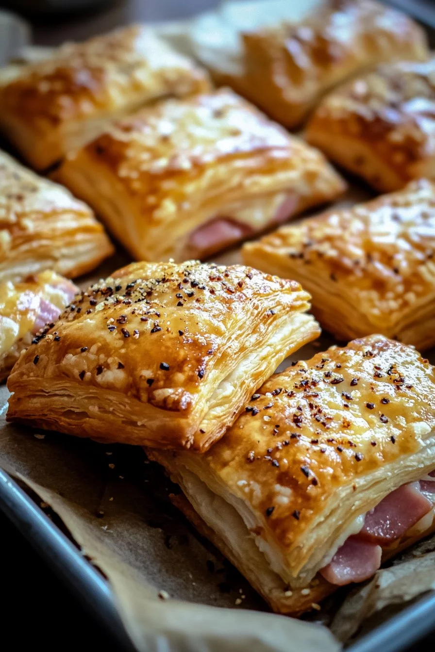 Snack feuilleté au jambon et fromage