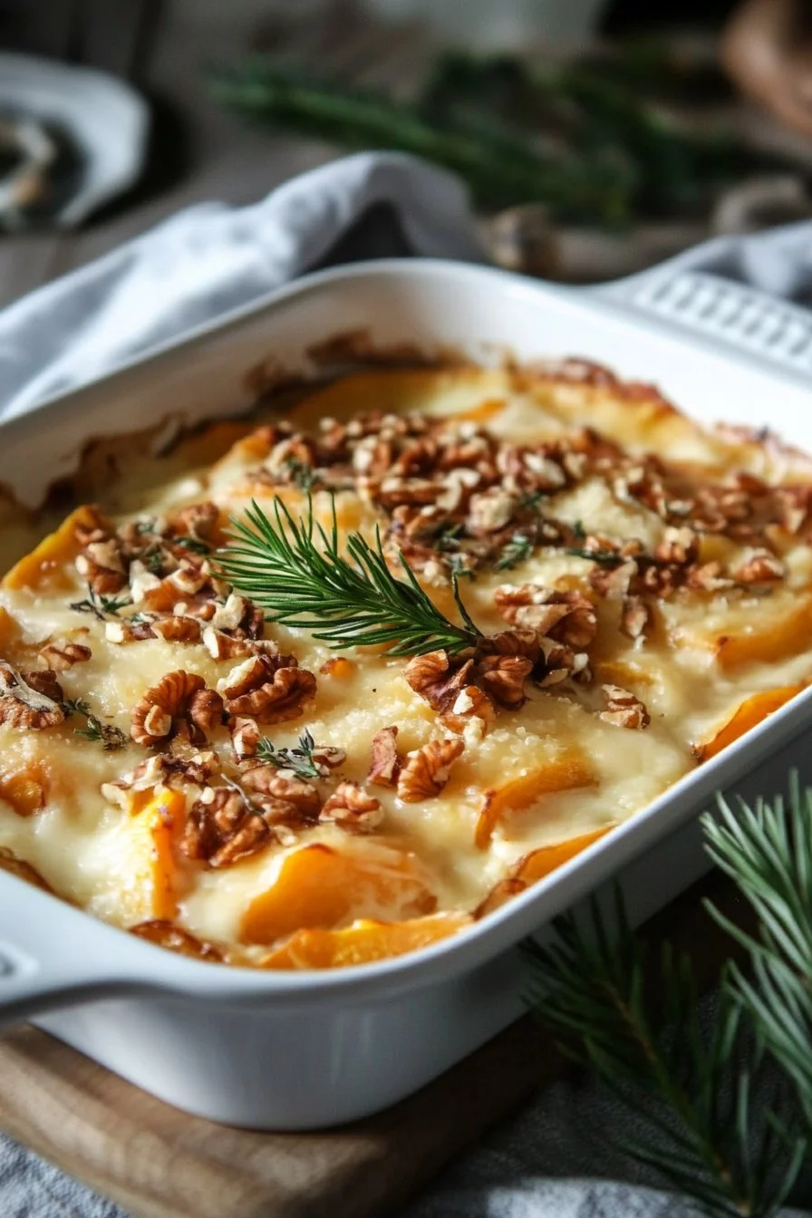 Gratin de Patate Douce, Chèvre et Noix