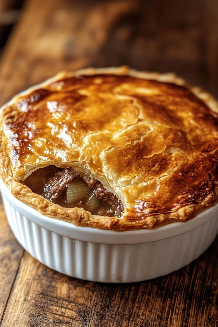 Tarte au steak et oignons britannique classique