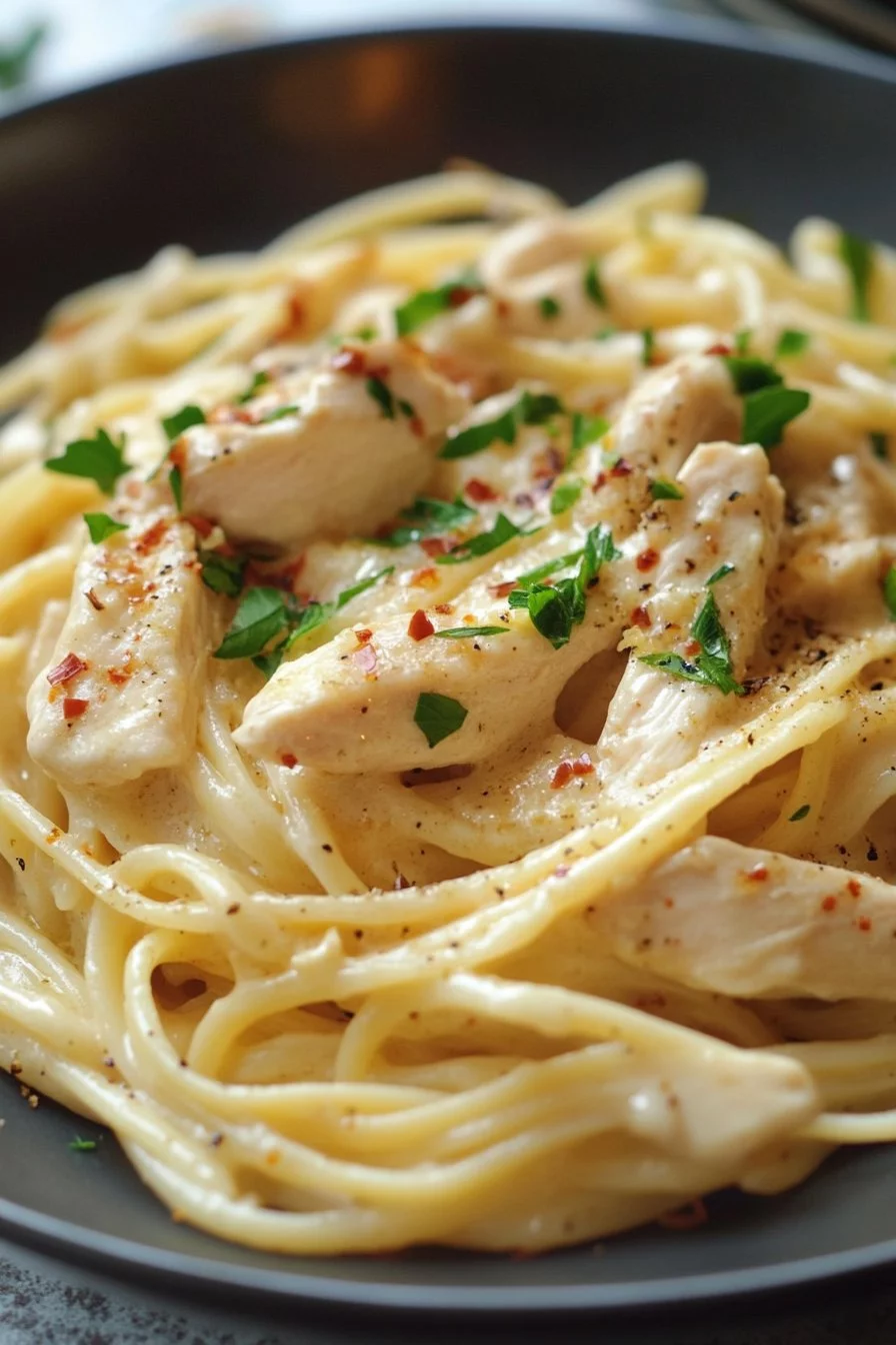 Pâtes au poulet crémeux