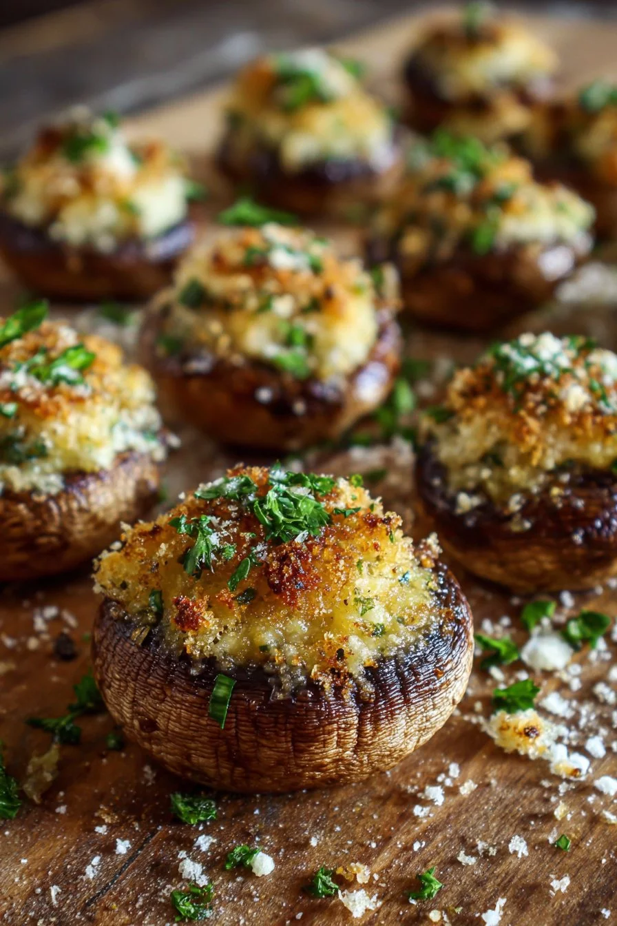 Bouchées aux champignons gratinés croustillants