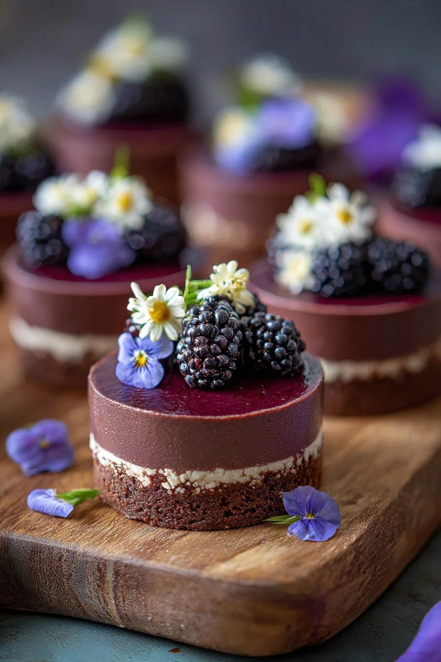 Gâteaux Mousse No-Bake au Chocolat et Mûres