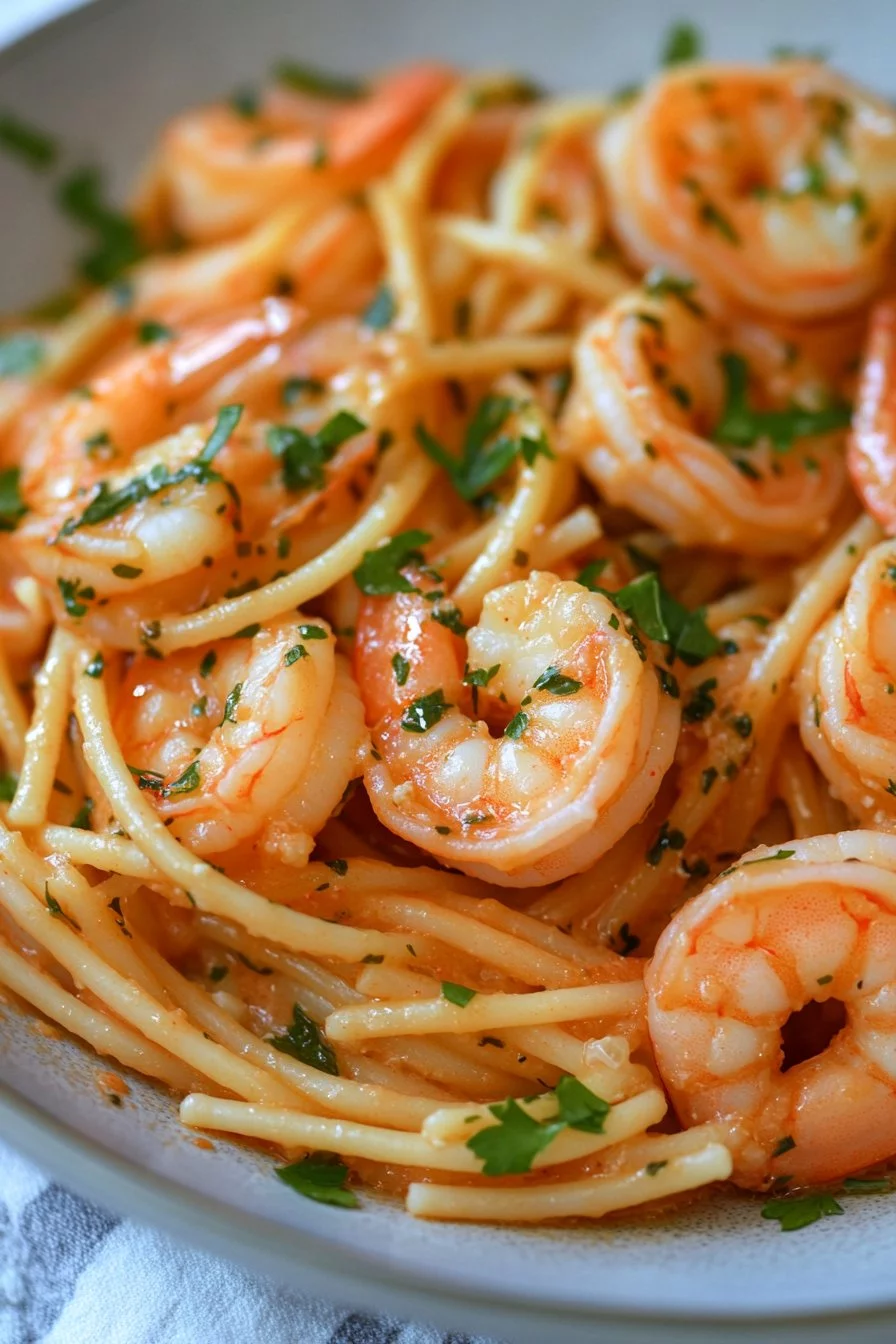 Pâtes aux crevettes roses - Sauce rose italienne