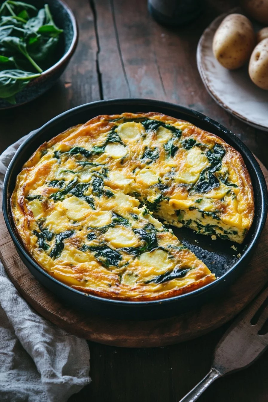 Frittata with potatoes and spinach