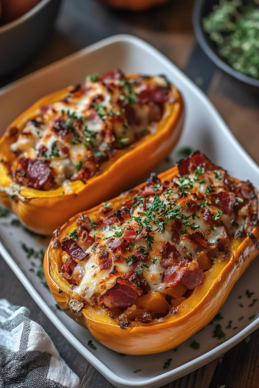 Butternut Farcie aux Lardons et au Chèvre