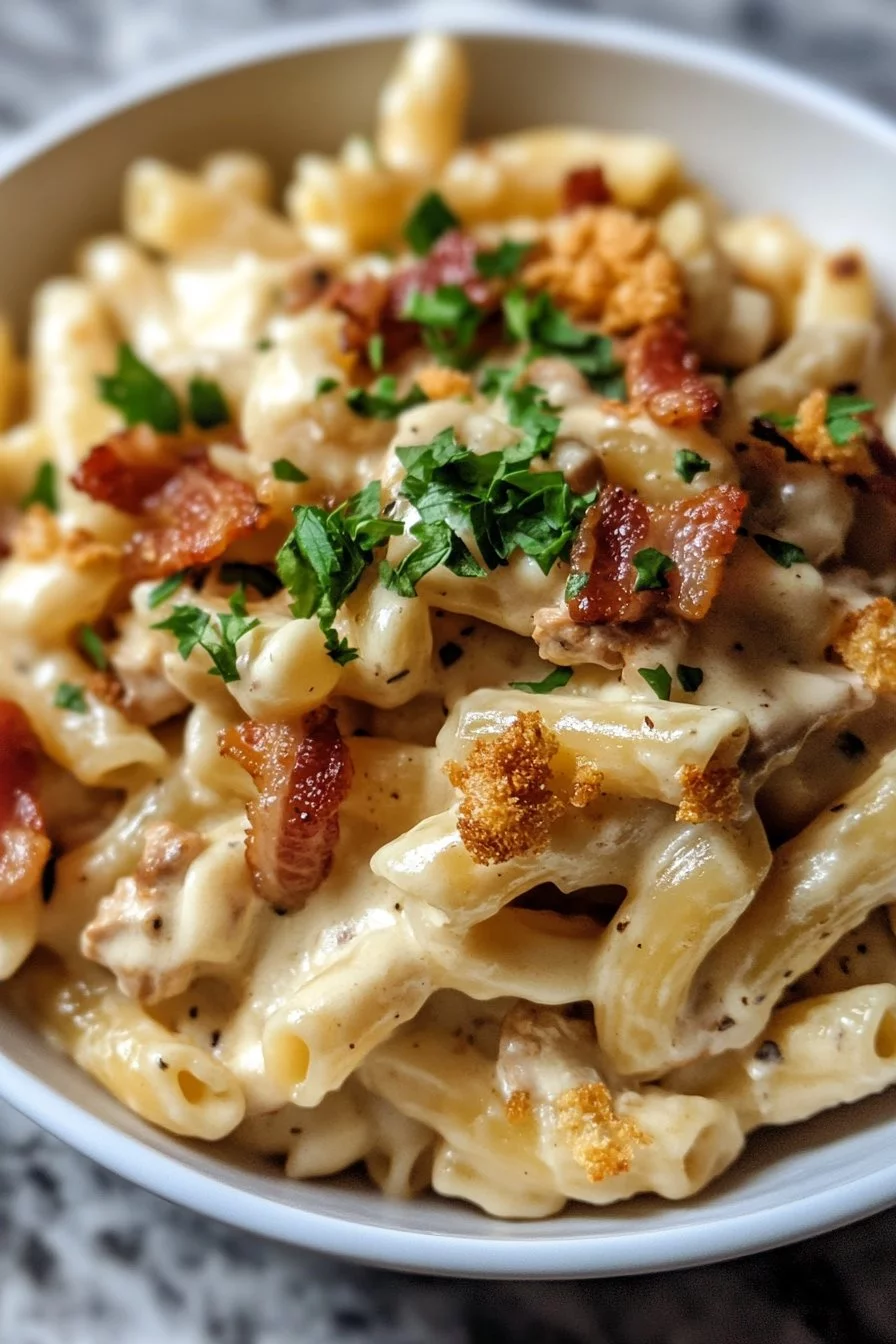 Pâtes au poulet, bacon et ranch