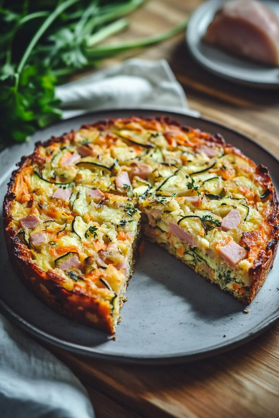 Moelleux aux carottes, courgettes et au jambon cru