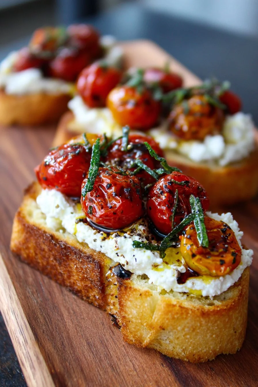 Crostini with ricotta and roasted tomatoes
