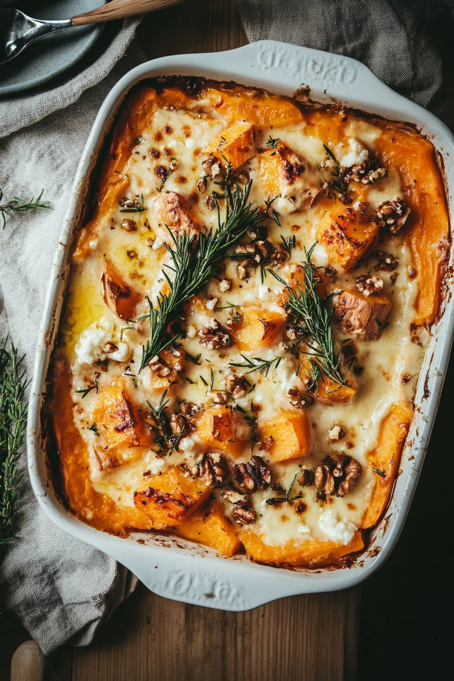 Gratin de Patate Douce, Chèvre et Noix