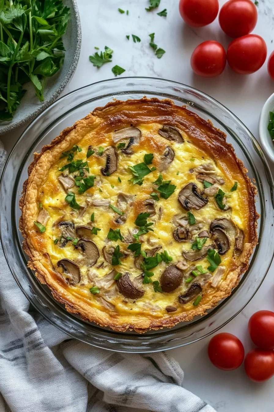 Quiche sans pâte au thon et champignons