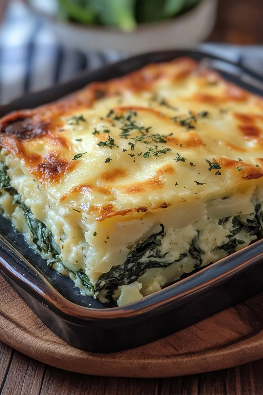 Casserole of spinach and potatoes