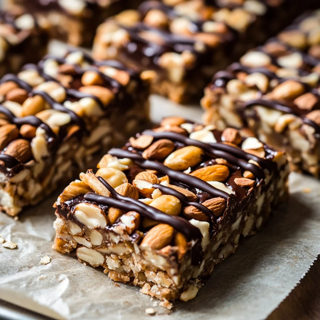 Barres aux cacahuètes et chocolat délicieuses et irrésistibles