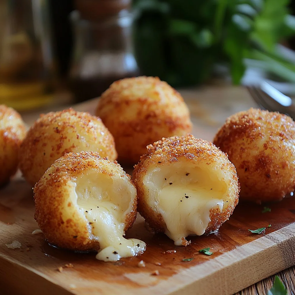 Boules de pommes de terre croustillantes prêtes à être dégustées