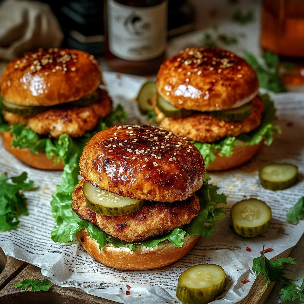 Burger poulet juteux avec légumes frais et sauce maison