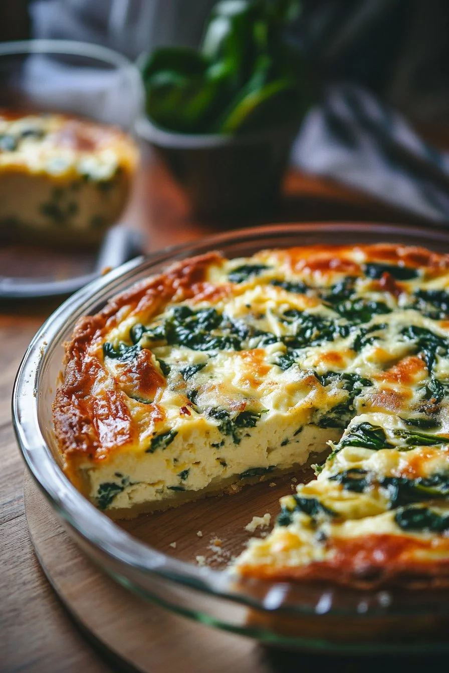 Quiche sans croûte au fromage cottage et épinards