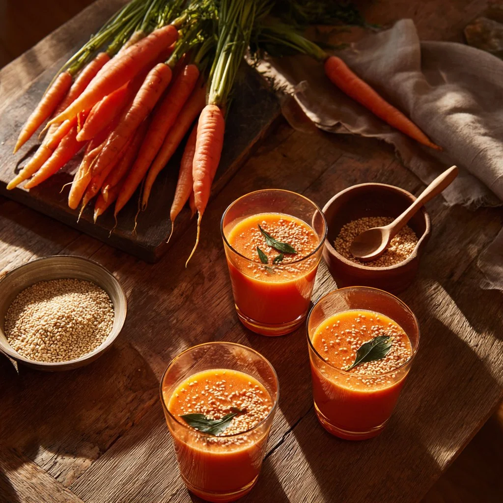 Bunch of fresh carrots ready for cooking or juicing.