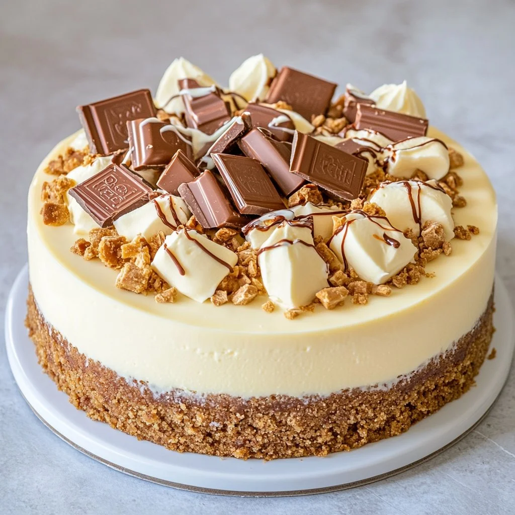 Gâteau cheesecake Kinder Bueno sans cuisson, dessert crémeux et délicieux