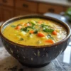 Soupe crémeuse vegan aux carottes et pommes de terre dans un bol