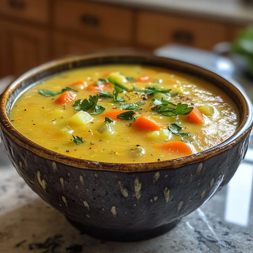 Soupe crémeuse vegan aux carottes et pommes de terre dans un bol
