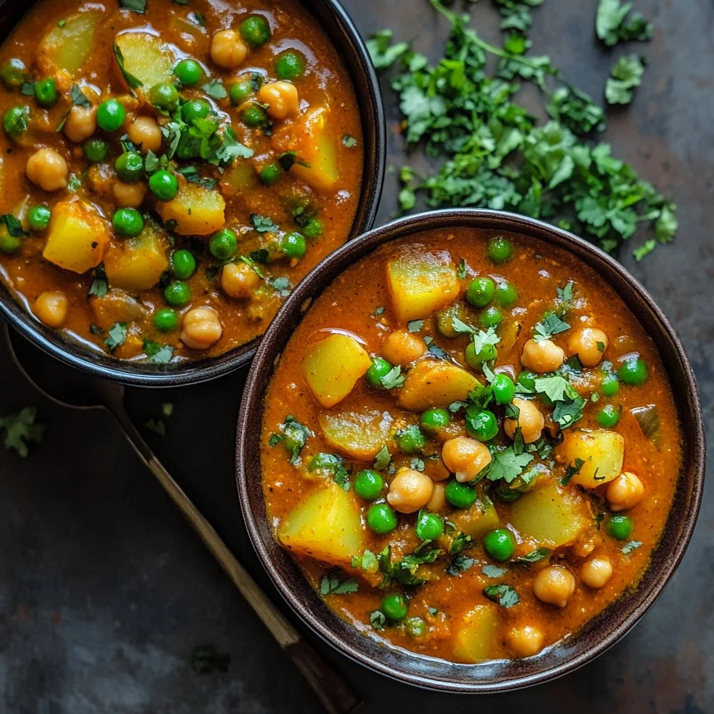 Un plat de Curry de Pommes de Terre aux épices aromatiques.