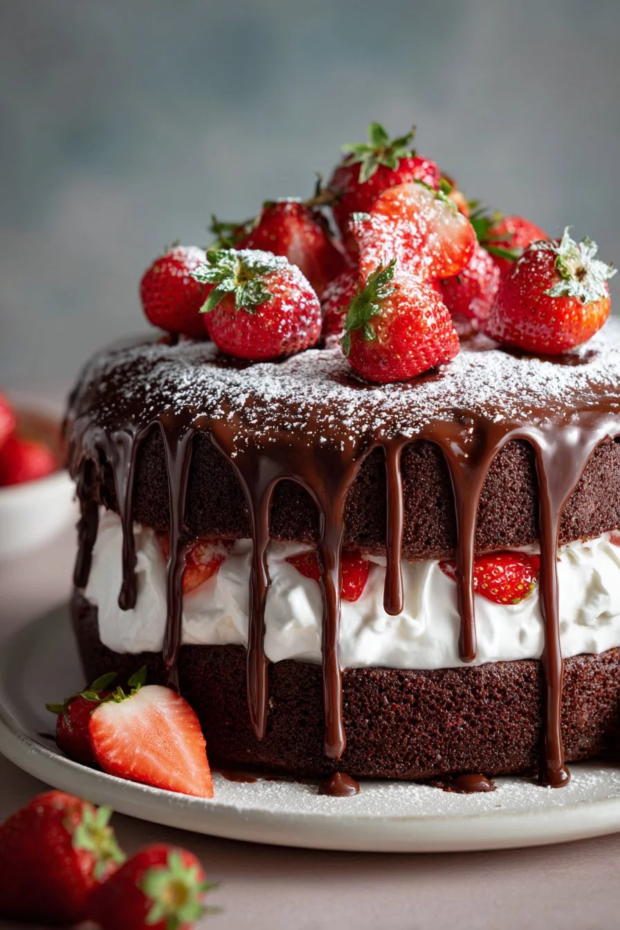 Gâteau au chocolat aux fraises