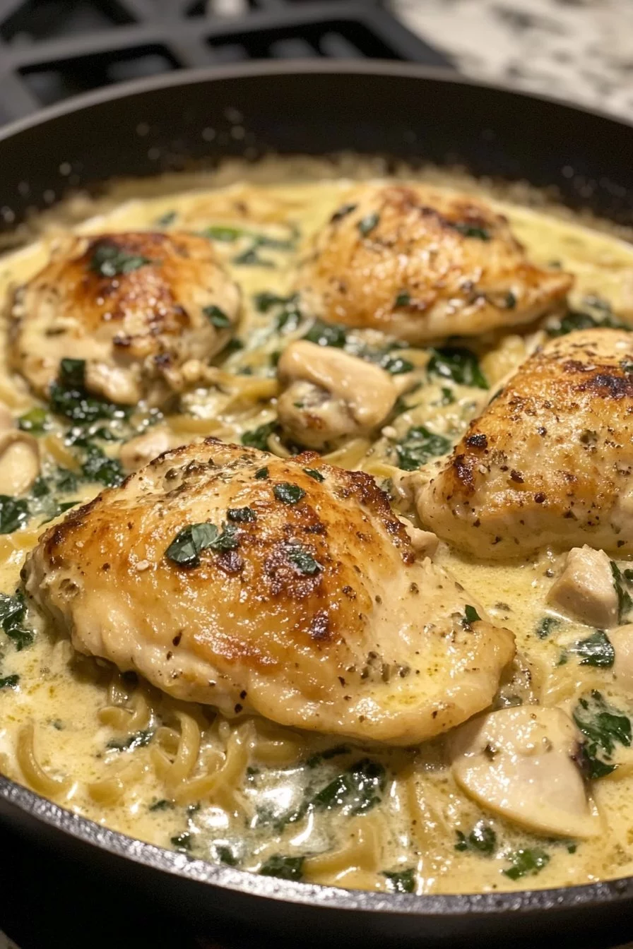 Poêlée de poulet crémeux à l'ail de Toscane