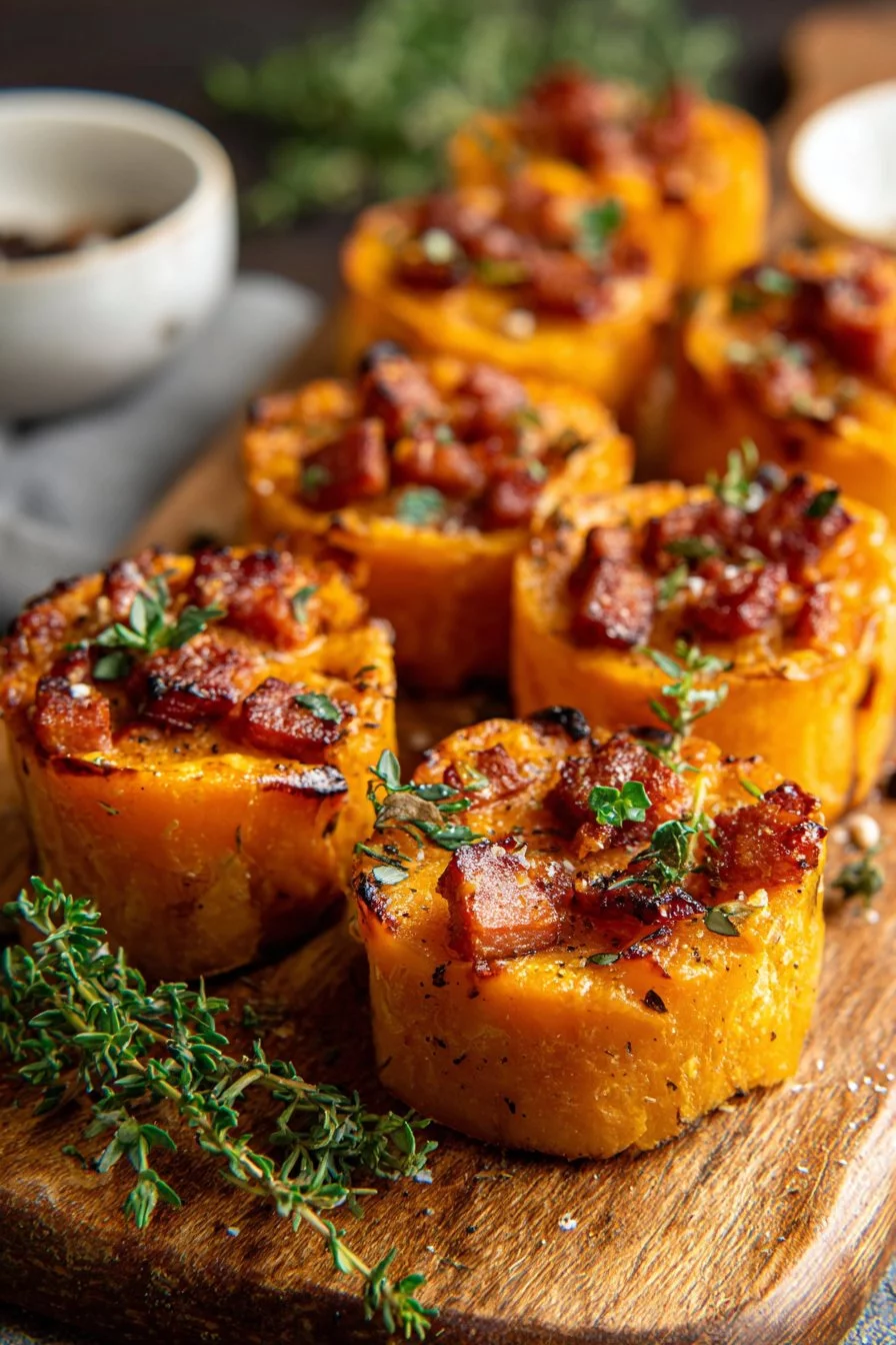 Verrines butternut, chorizo et lard