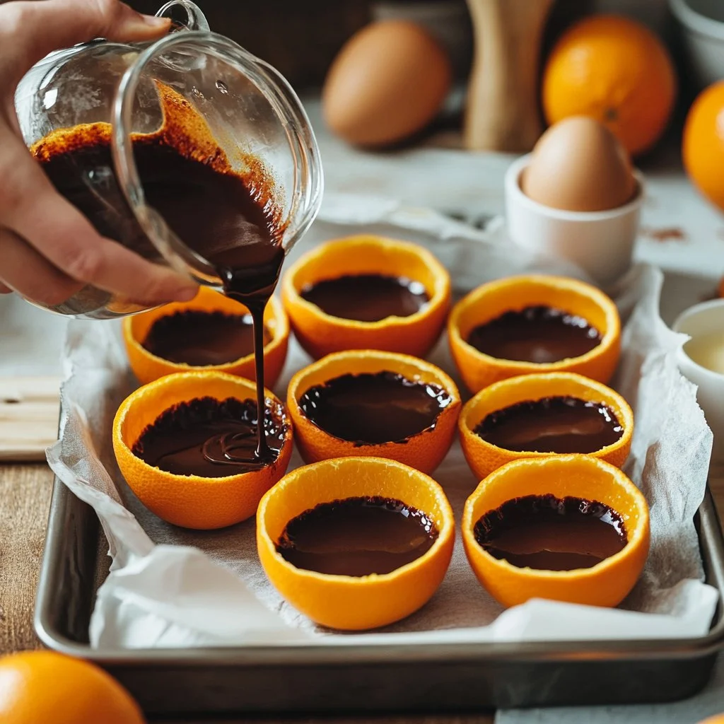 Fondant à l'orange moelleux et savoureux sur une assiette blanche