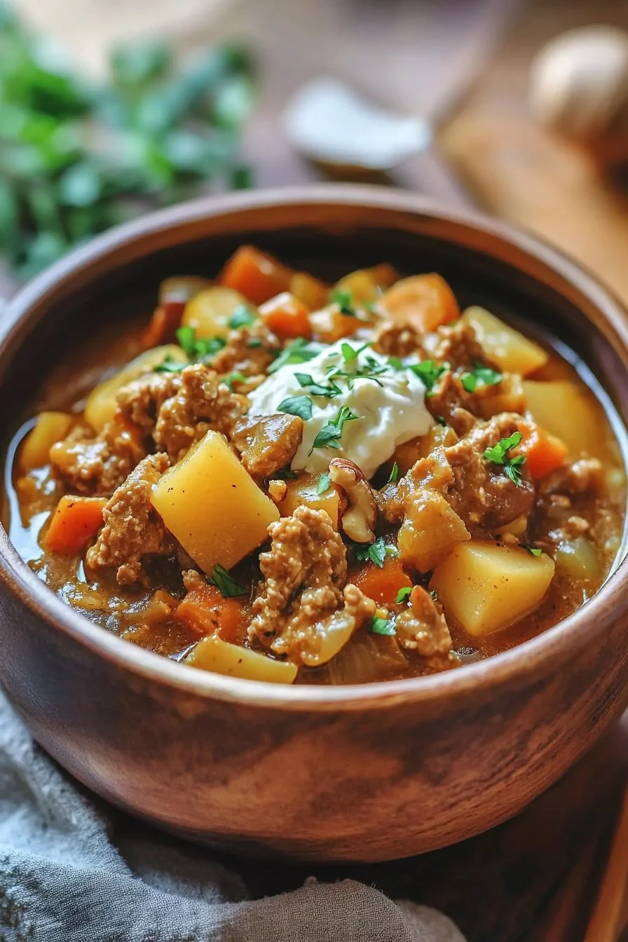 Autumn Vegetable Stew with Walnut and Goat Cheese Sauce