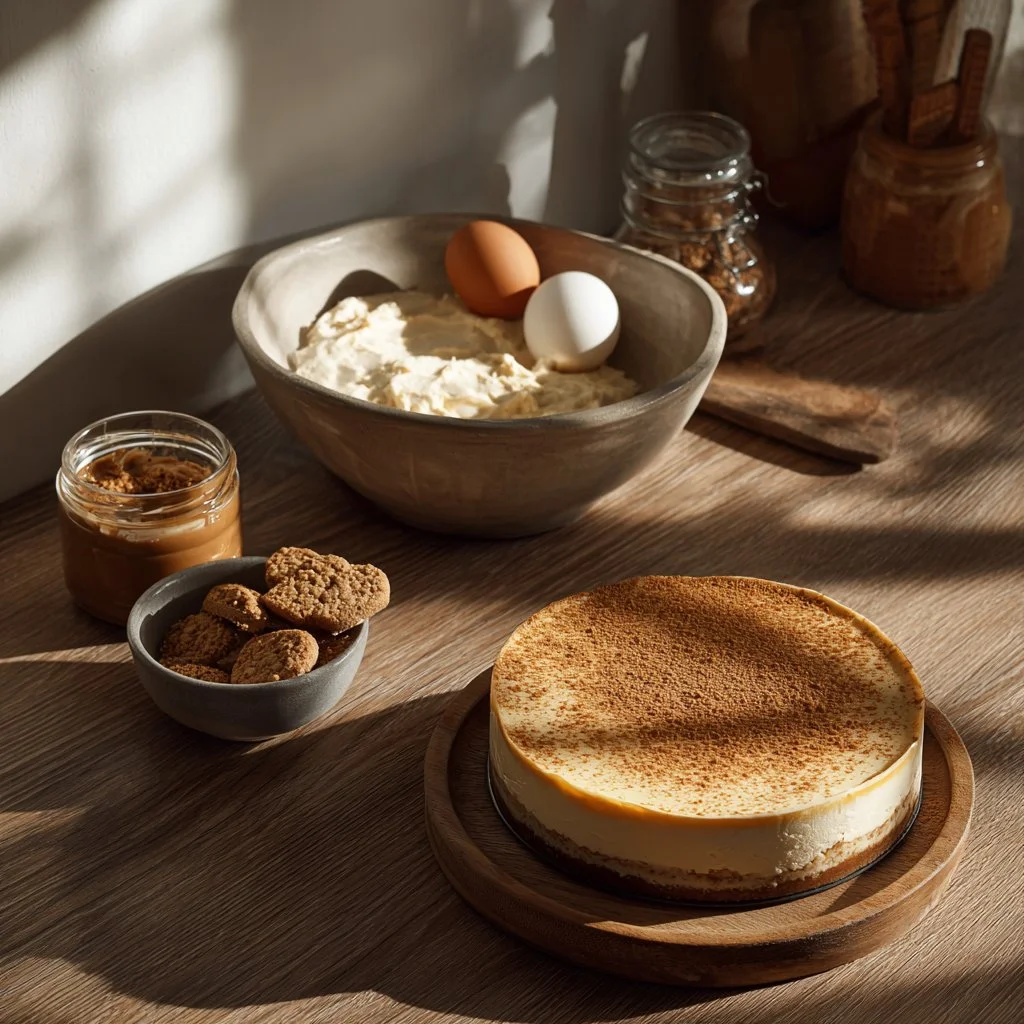 Gâteau au fromage Biscoff savoureux avec une croûte aux biscuits caramélisés