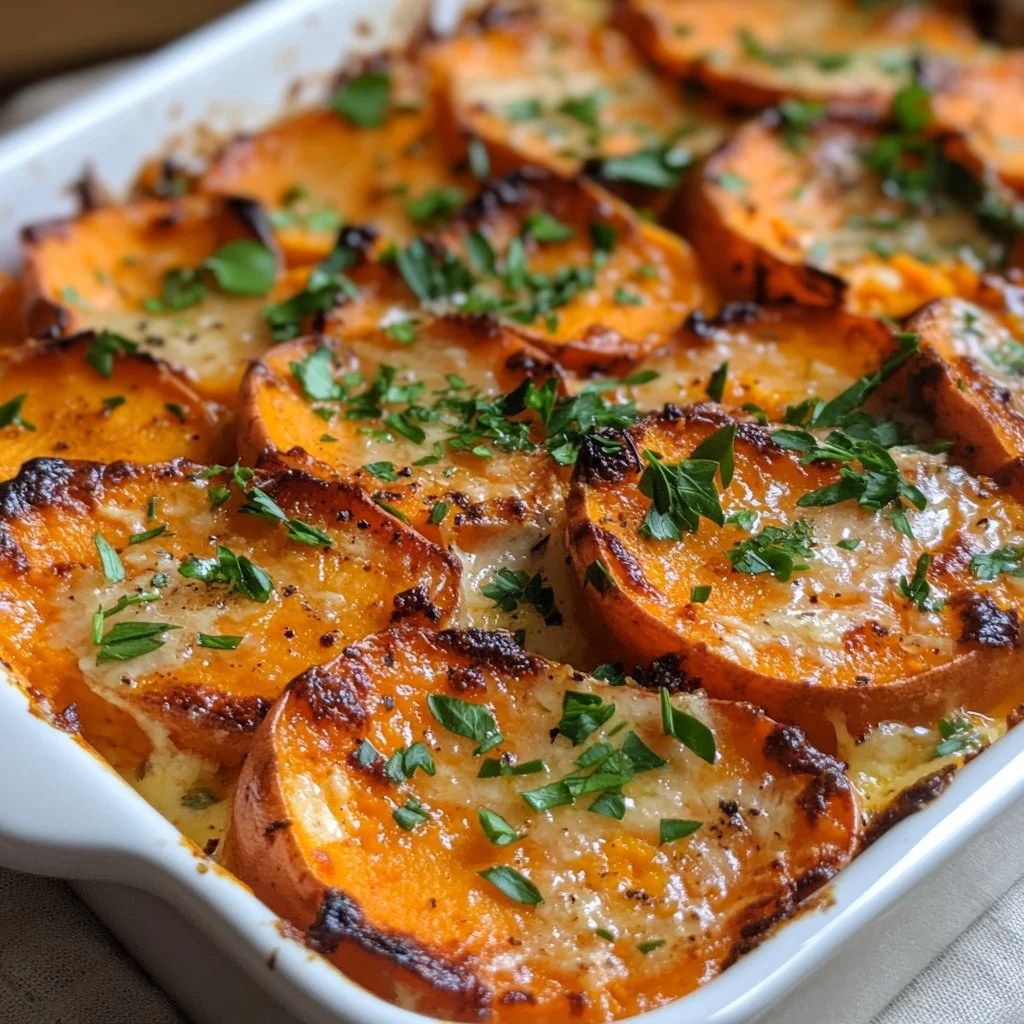 Gratin de Patates Douces au Beurre à l'Ail Maison, plat savoureux et réconfortant