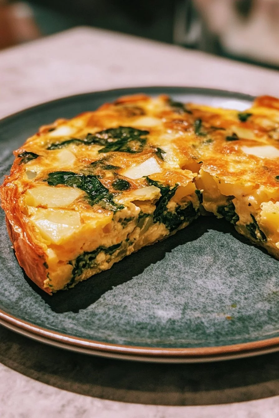 Tortilla Espagnole (Frittata espagnole aux pommes de terre et aux épinards)