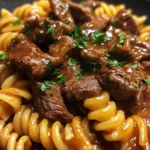 Pasta de bœuf BBQ au miel en une seule poêle