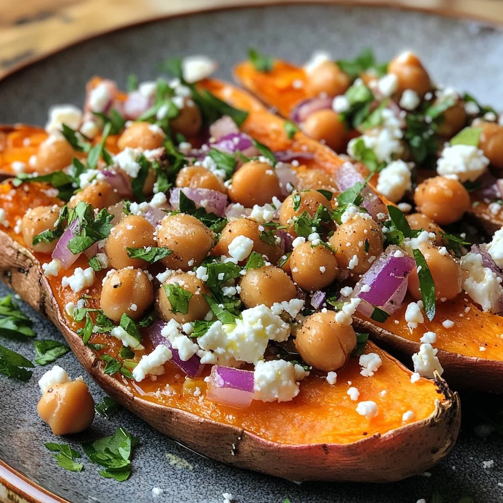 Patate douce rôtie chargée, plat savoureux et sain.