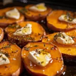 Patates douces rôties au chèvre et au miel