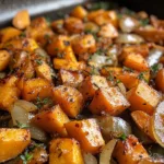 Patates douces sautées avec oignons, ail et thym